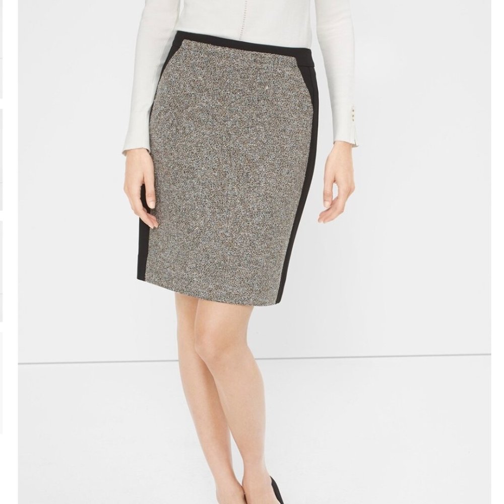 New White House Black Market Tweed-Panel Pencil Skirt - Size 00P